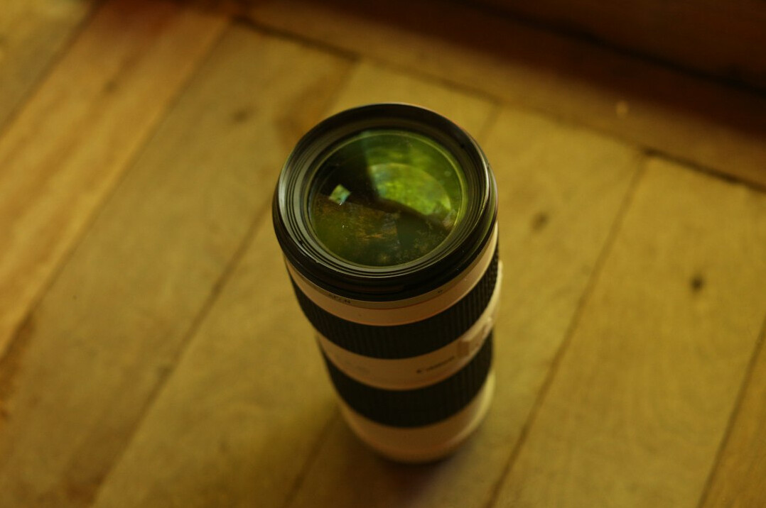 Close-up of a professional camera lens